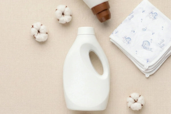 Soft baby clothes and mild detergent designed for eczema care