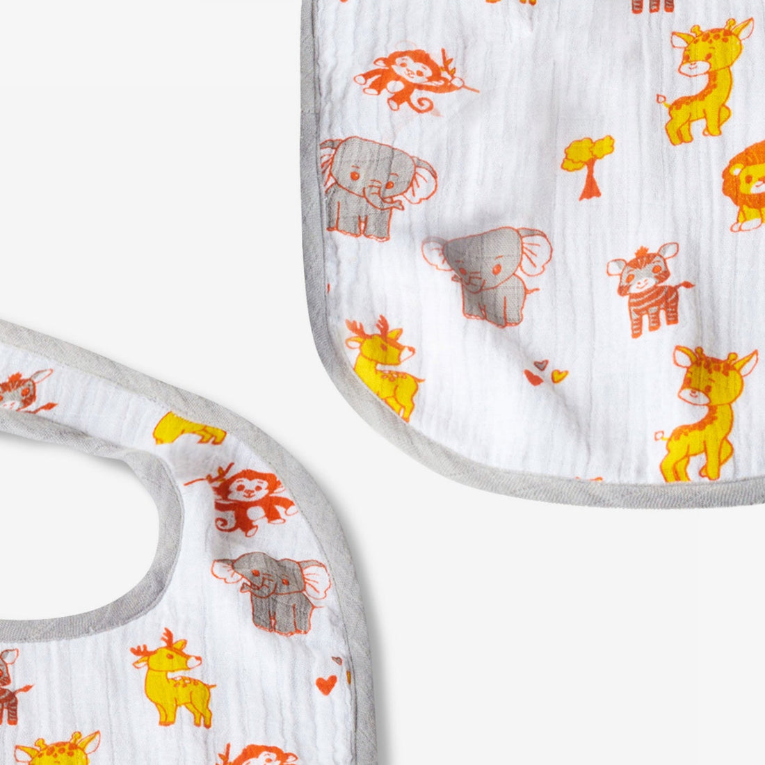 Feeding Bib Duo: Gentle Safari and Solid White