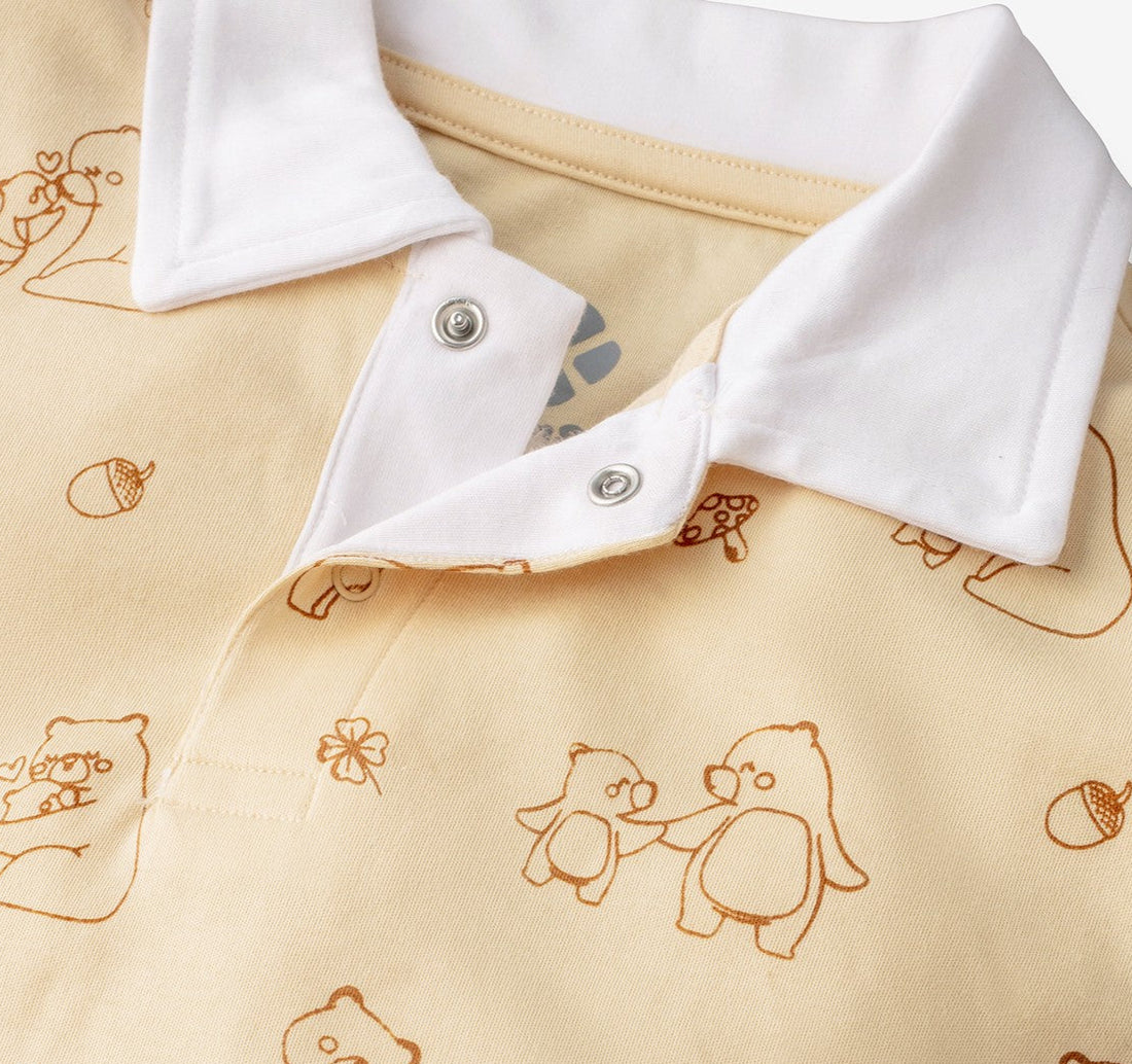 Cream Bear Baby Polo Shirt