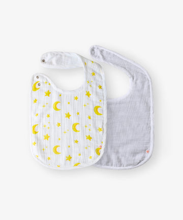 Feeding Bib Duo: Stardust Lullaby & Solid White