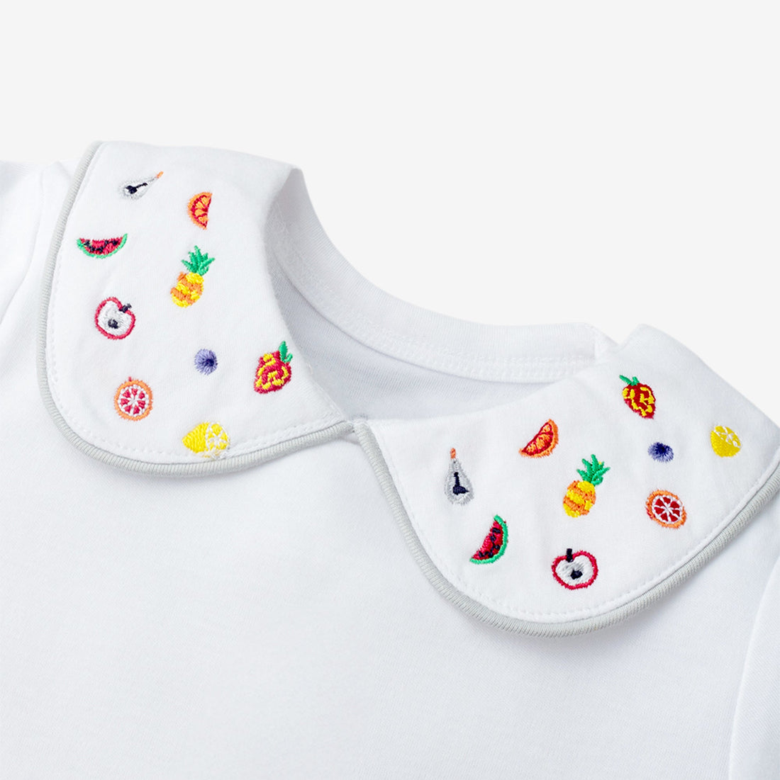 Fruit embroidered Peterson collar babysuit
