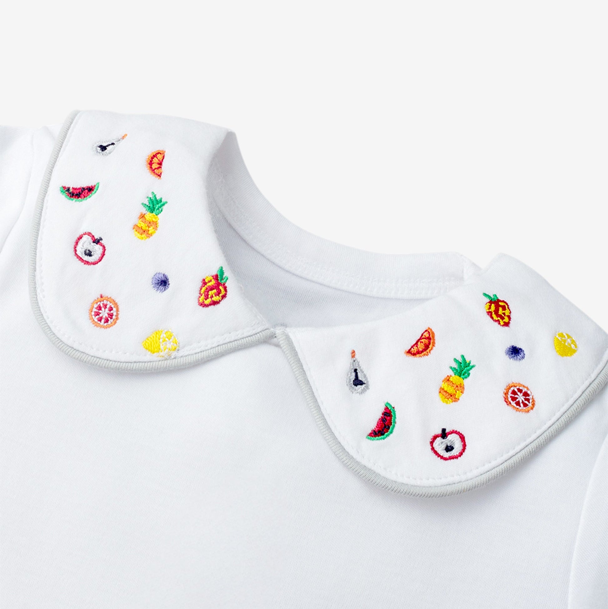 Fruit embroidered Peterson collar babysuit