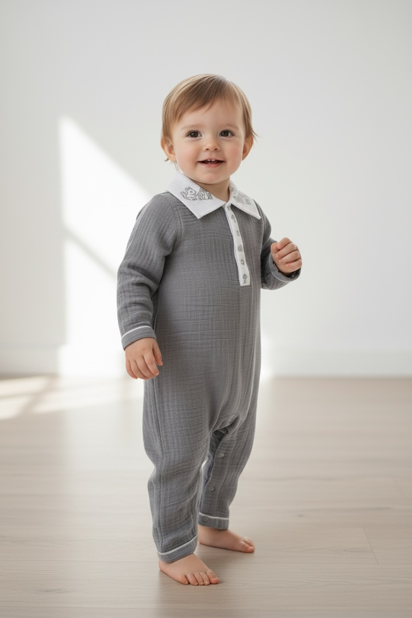 Grey Baby Romper