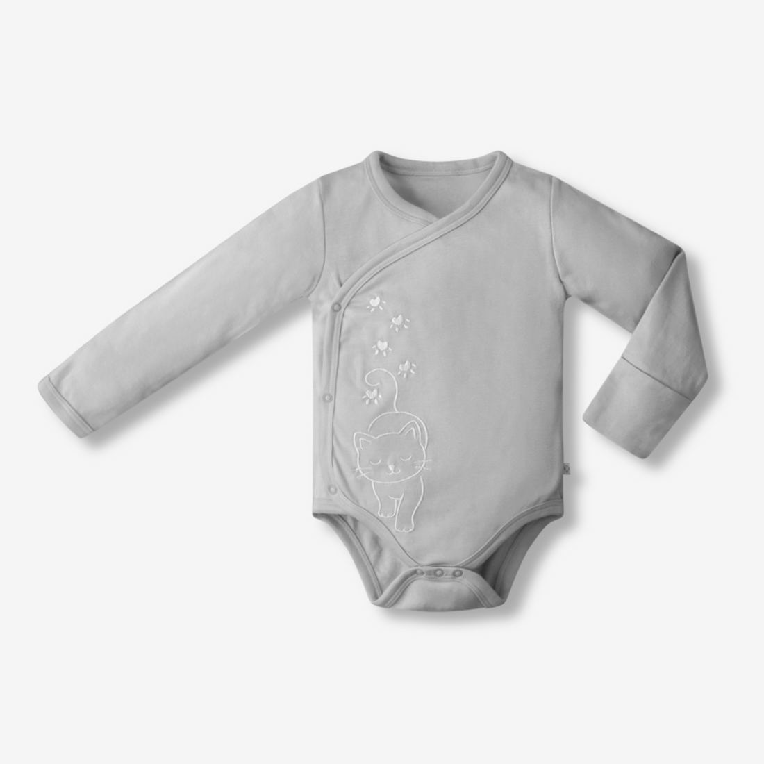Grey Cat Baby Kimono Onesie