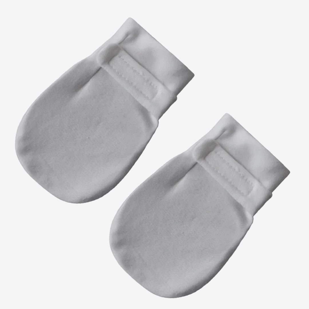 Grey No Scratch Baby Mittens