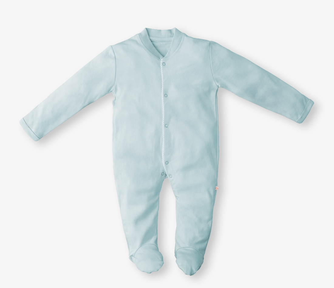 Light Blue Baby Footed Romper
