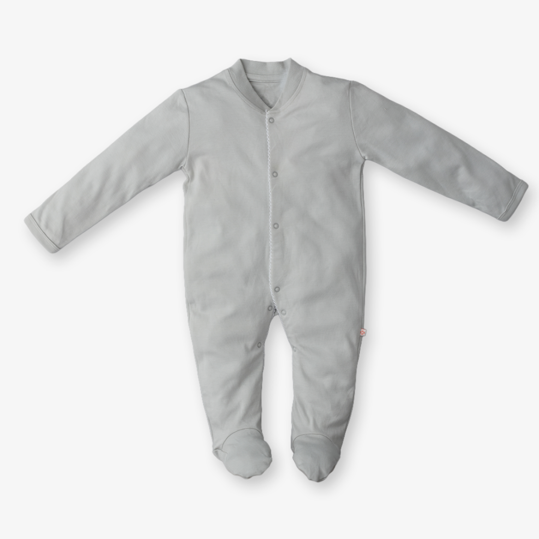 Light Grey Baby Footed Romper