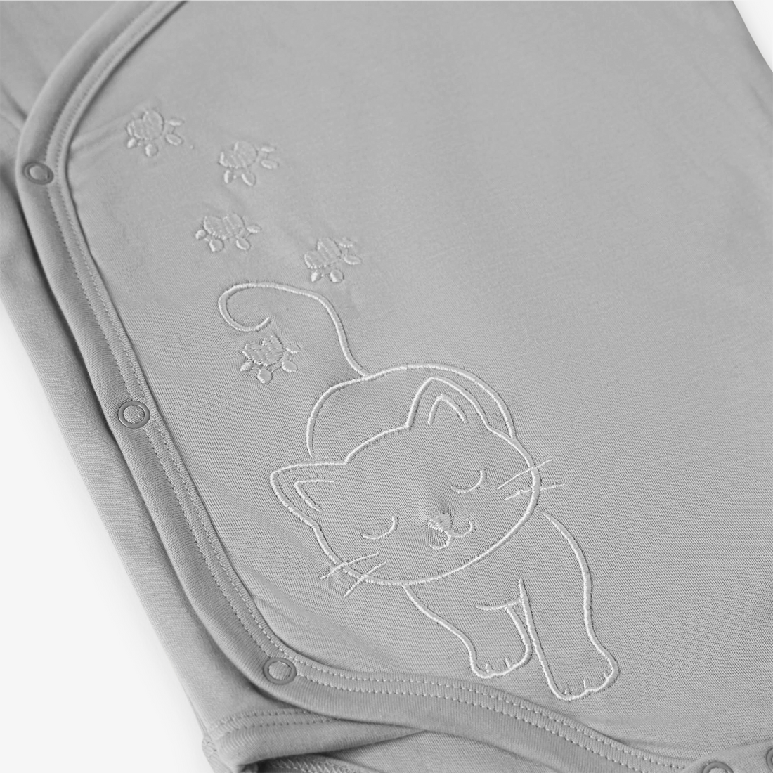 Grey Cat Baby Kimono Onesie