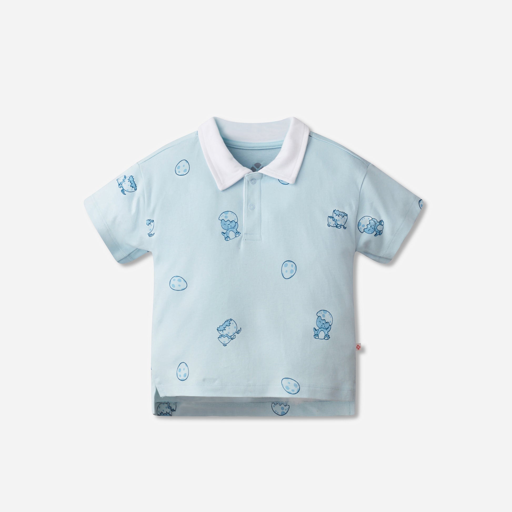 Pima Light Blue Dinosaur Baby Polo Shirt