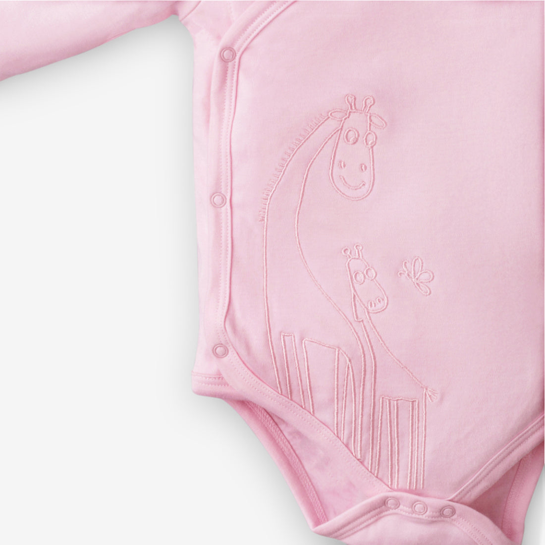 Pink Giraffe Baby Kimono Onesie
