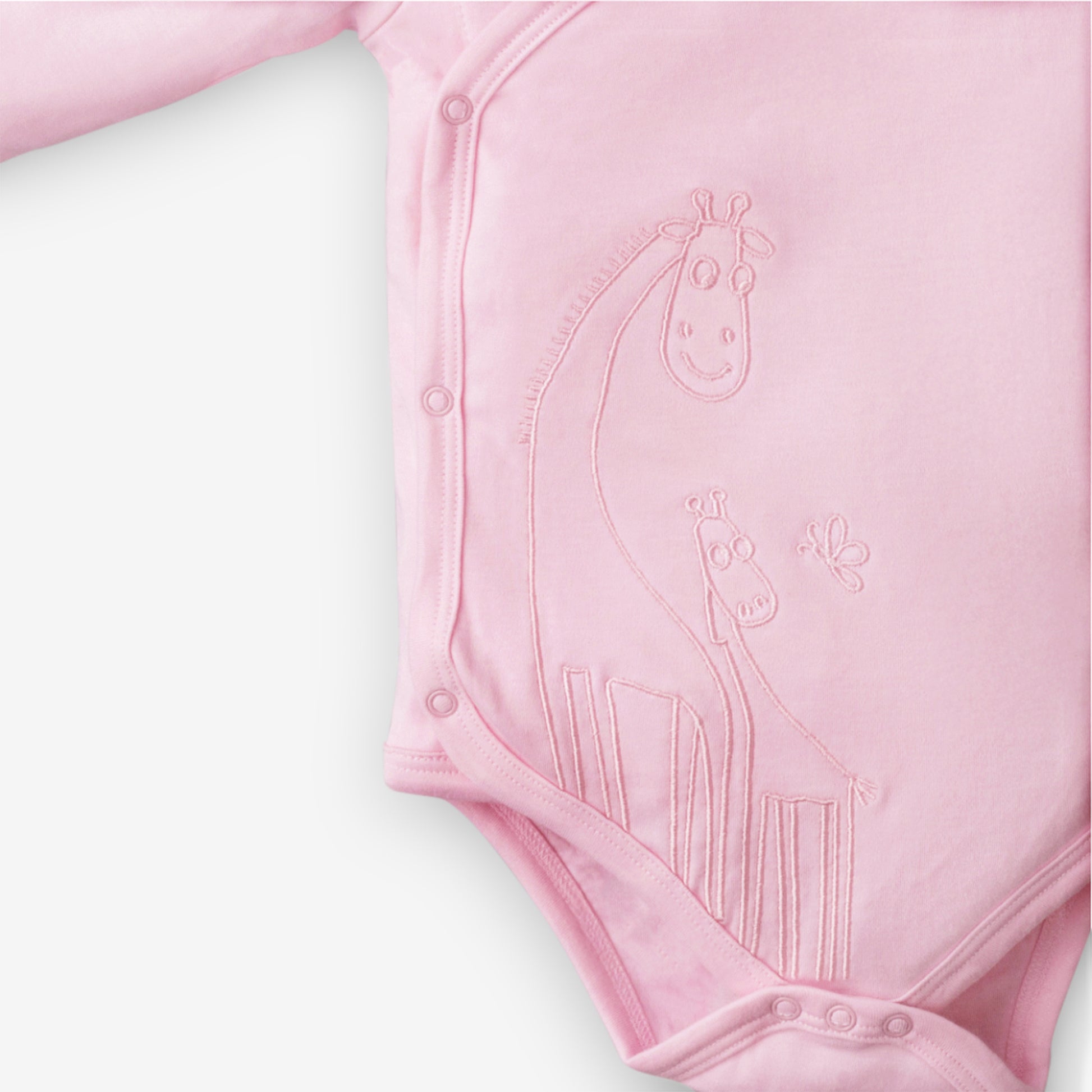 Pima Pink Giraffe Baby Kimono Onesie