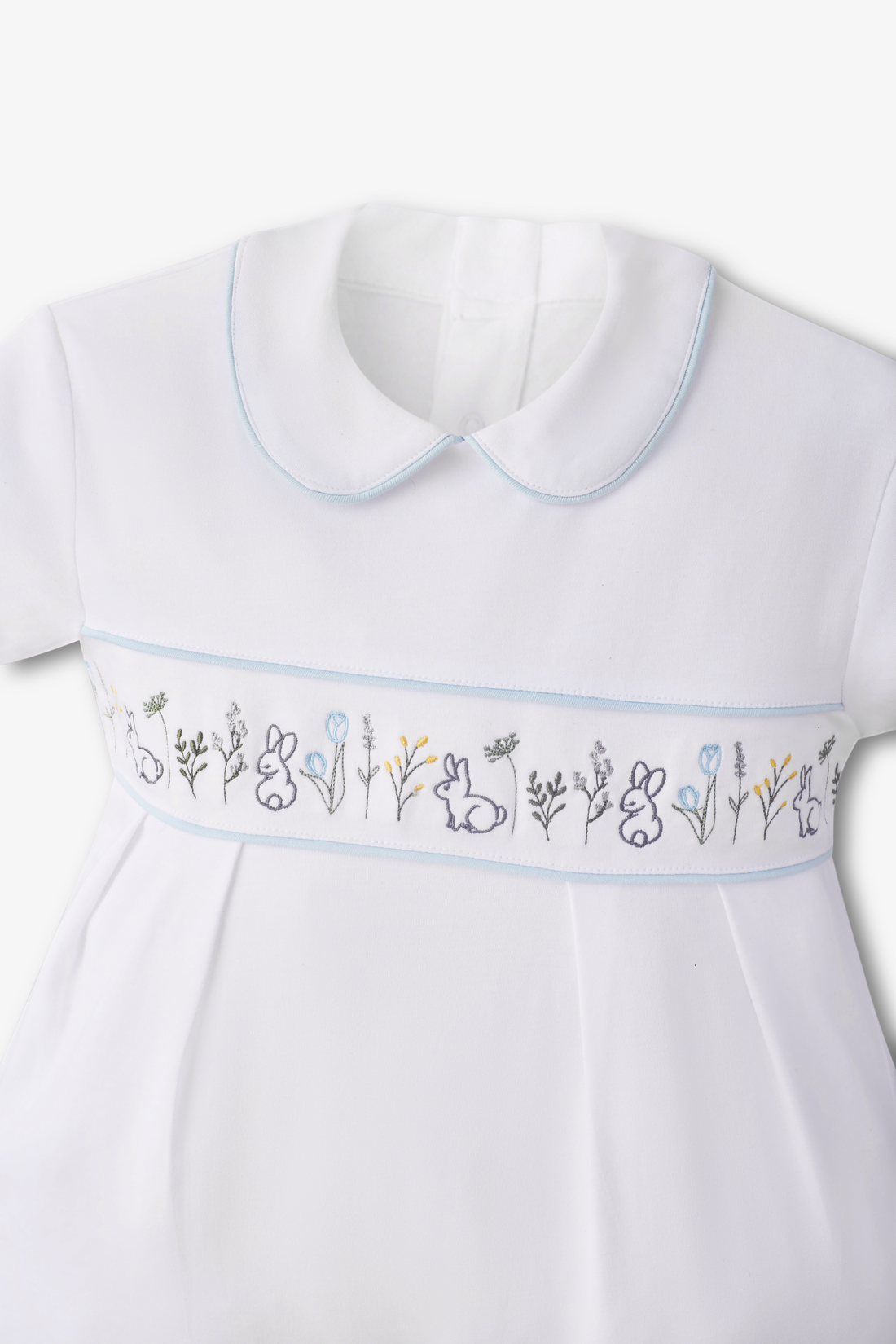 White Bunny Embroidered Baby Romper