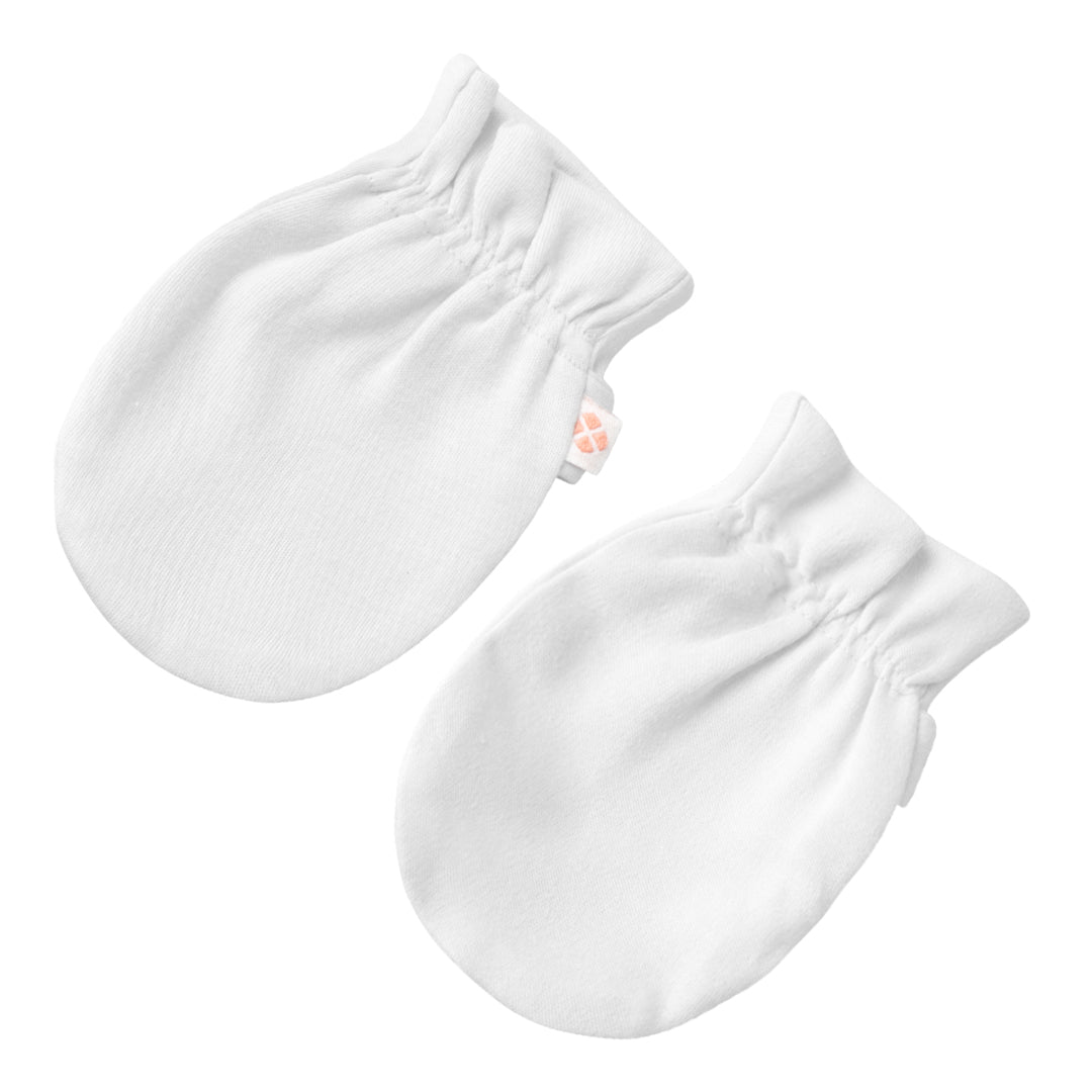 White No Scratch Baby Mittens