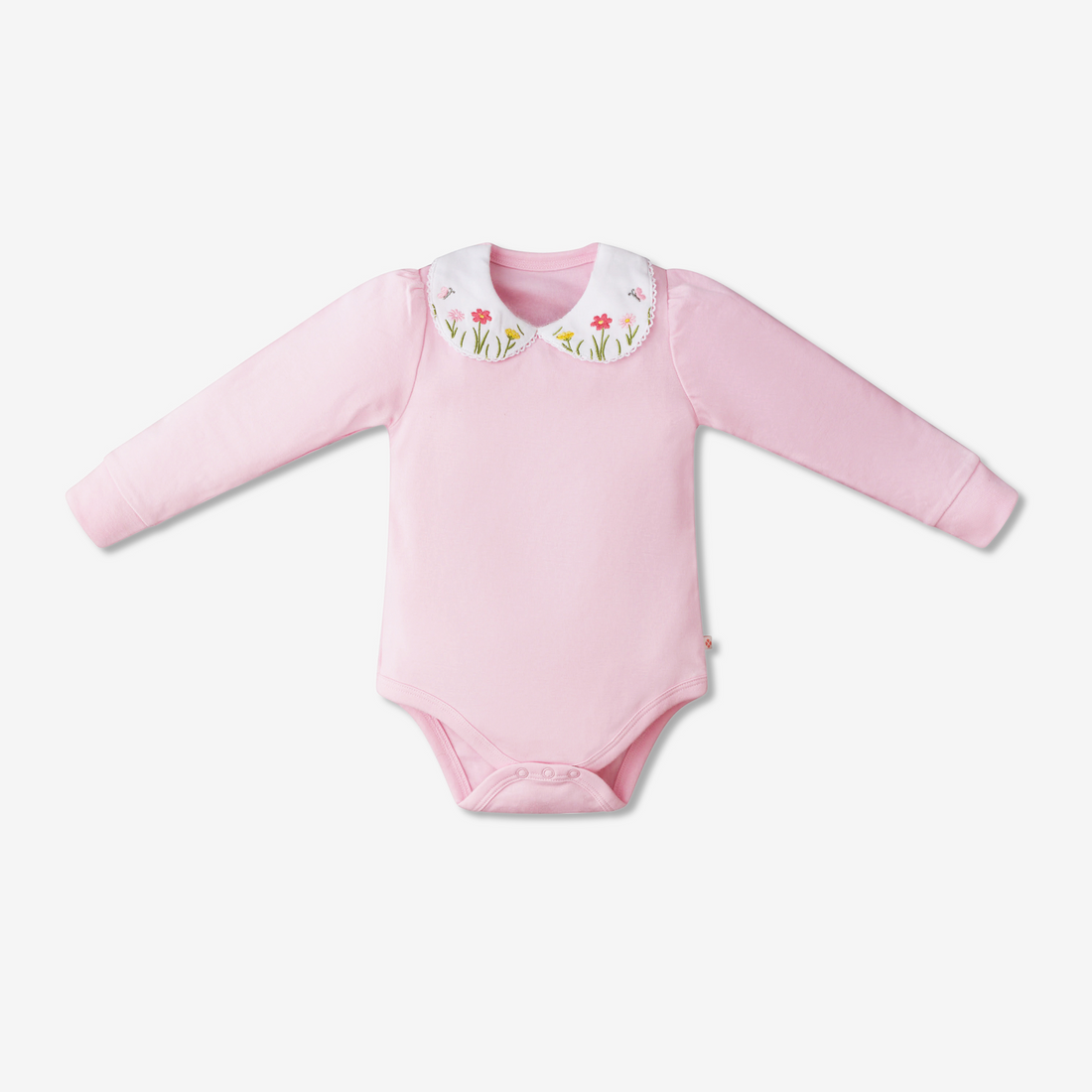 Floral embroidered baby collar onesie