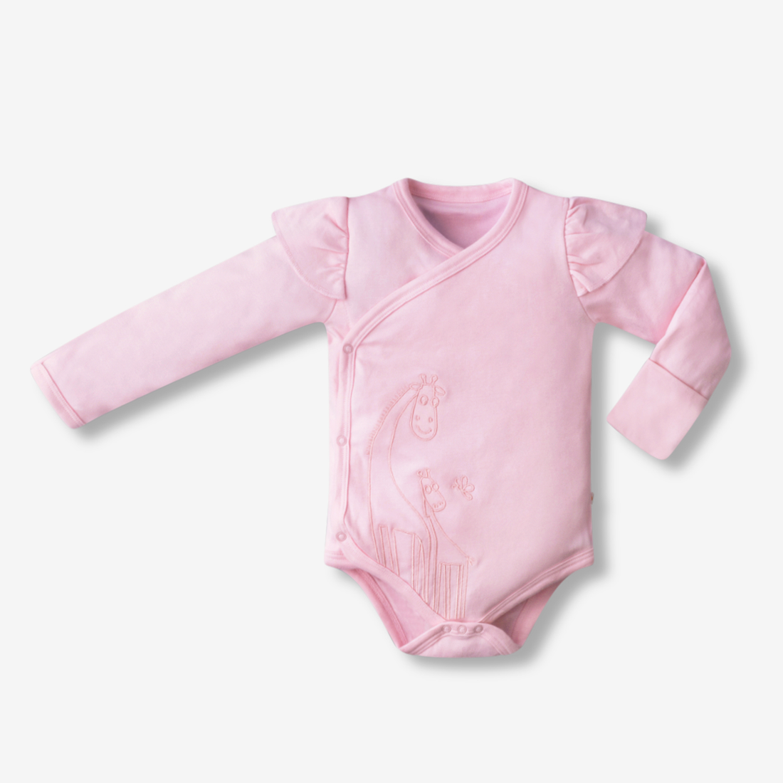 Pink Giraffe Baby Kimono Onesie