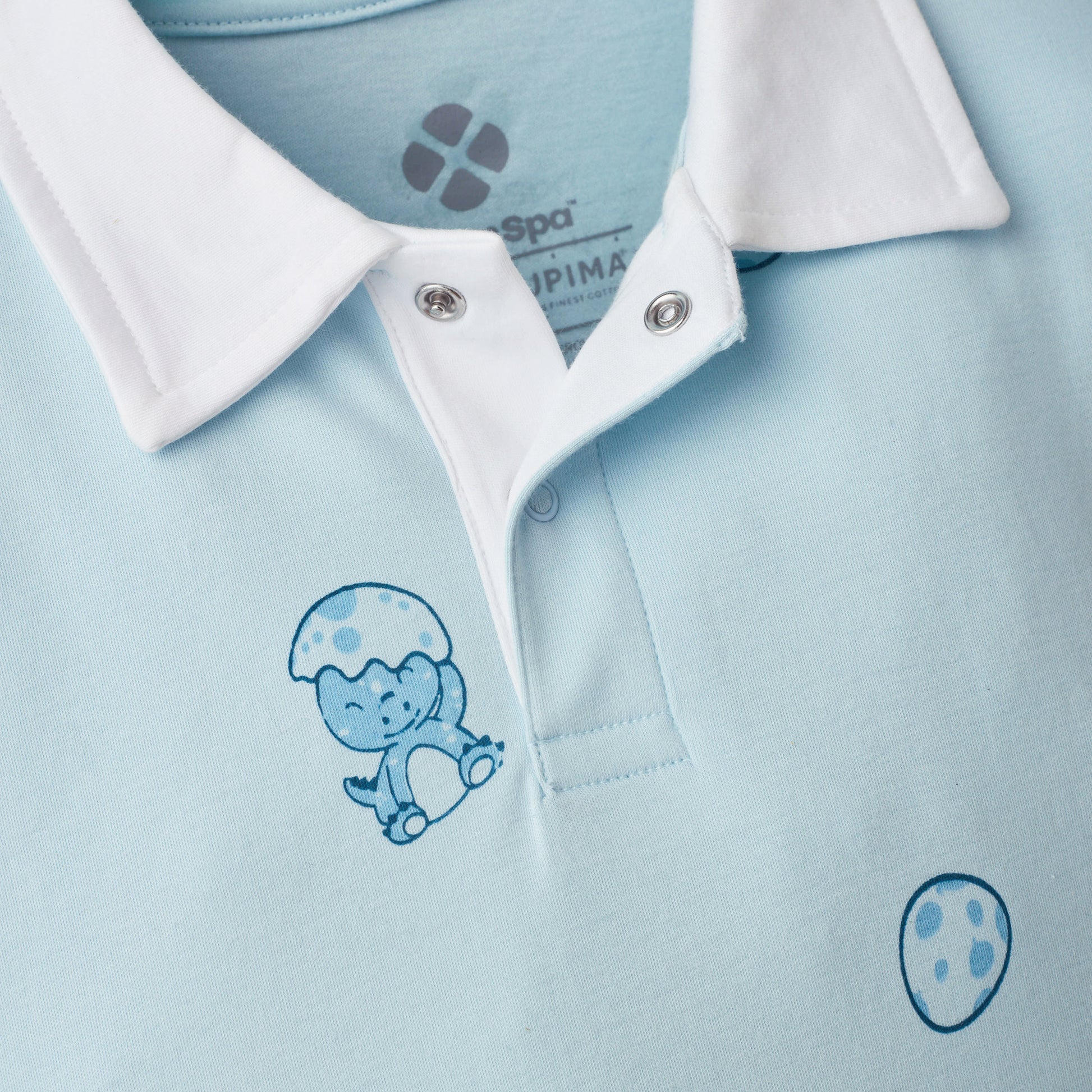 Supima Light Blue Dinosaur Baby Polo Shirt