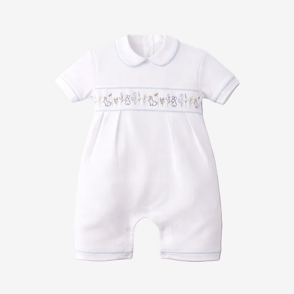 White Bunny Embroidered Baby Romper