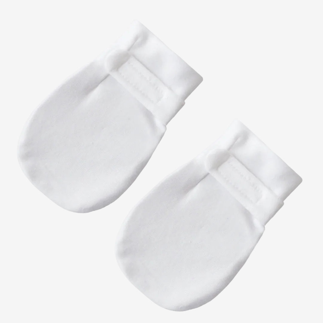 White No Scratch Baby Mittens