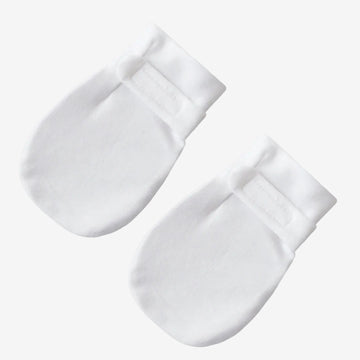 White No Scratch Baby Mittens