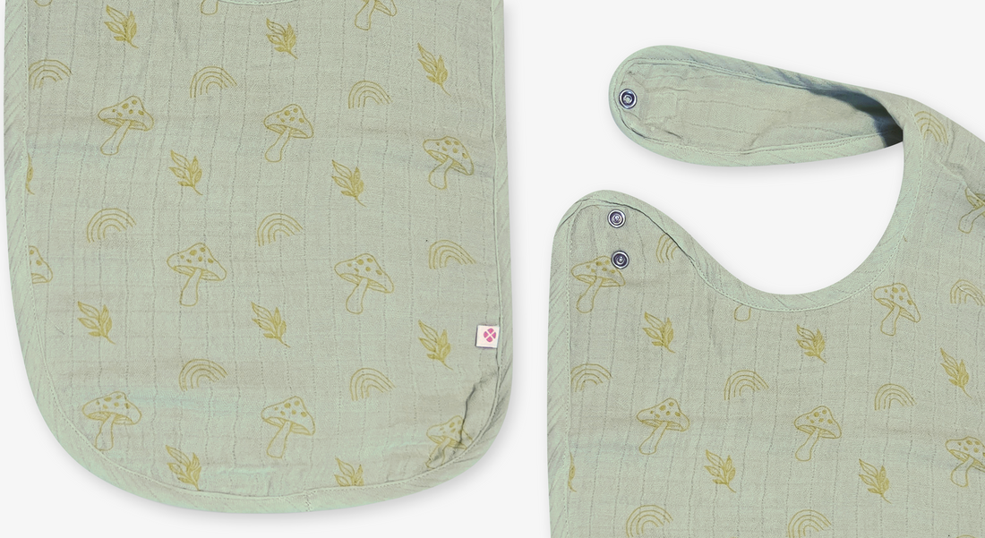 Feeding Bib Duo: Gentle Safari & Moss Green Woodland