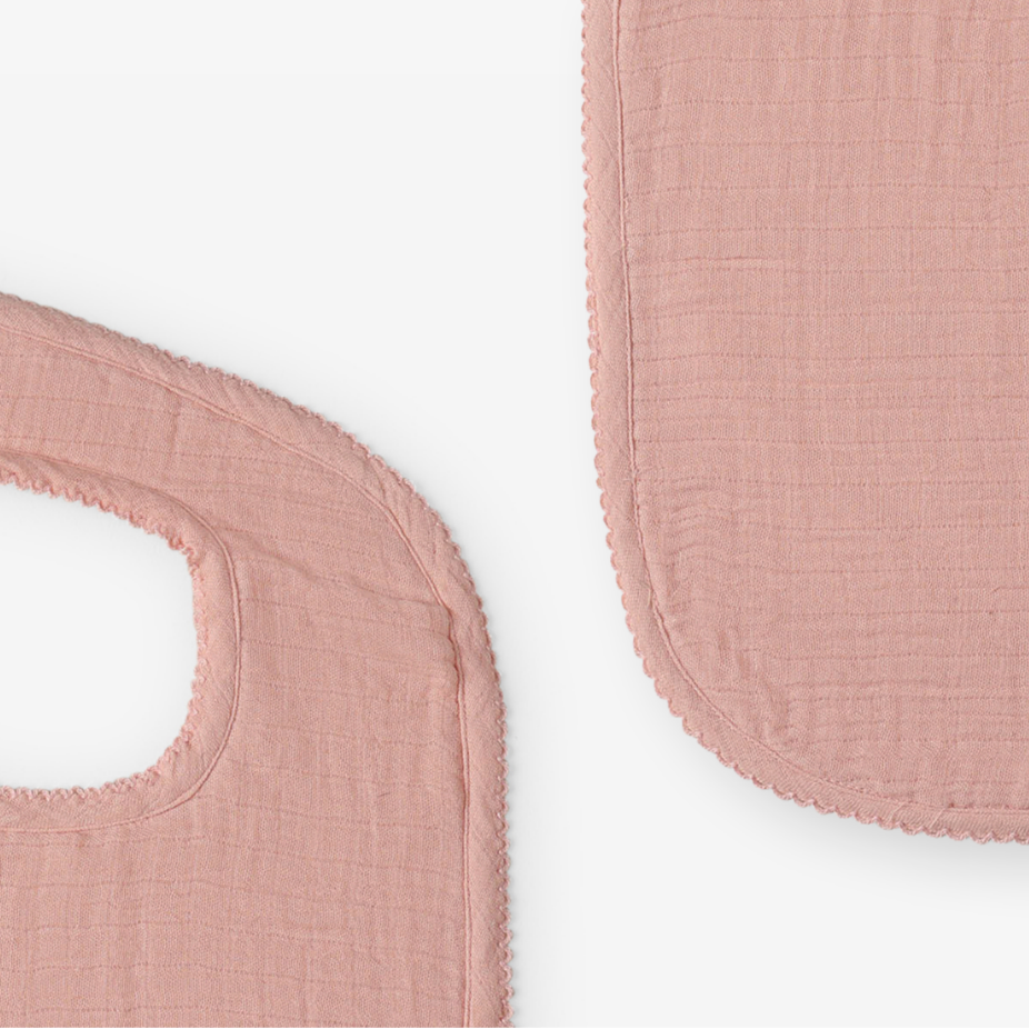 Feeding Bib Duo: Gentle Safari and Solid Peach
