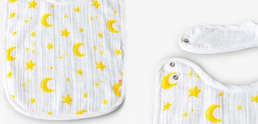 Feeding Bib Duo: Stardust Lullaby & Solid White