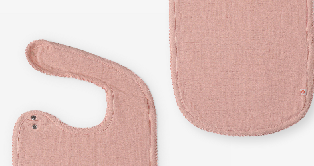 Feeding Bib Duo: Solid White & Peach
