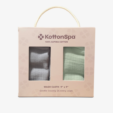 CloudGauze Washcloth Duo - Solid Grey & Green