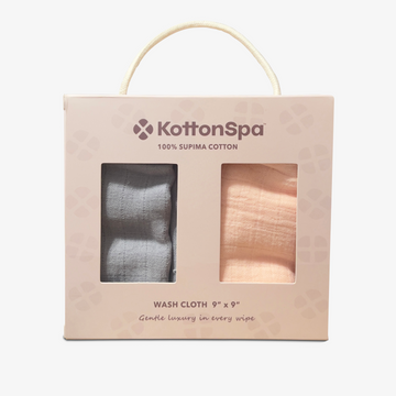 CloudGauze Washcloth Duo - Solid Grey & Peach